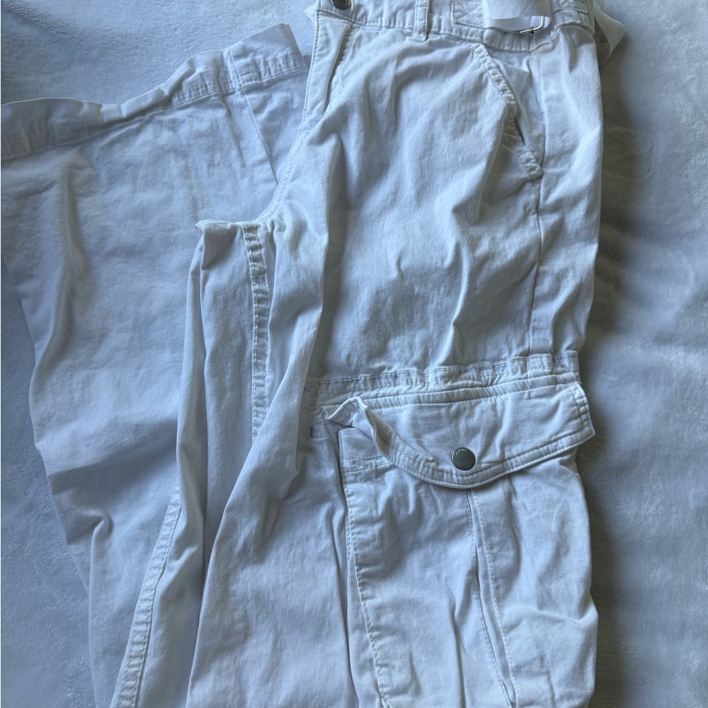 Garage White Straight Leg Jeans Cotton Blend